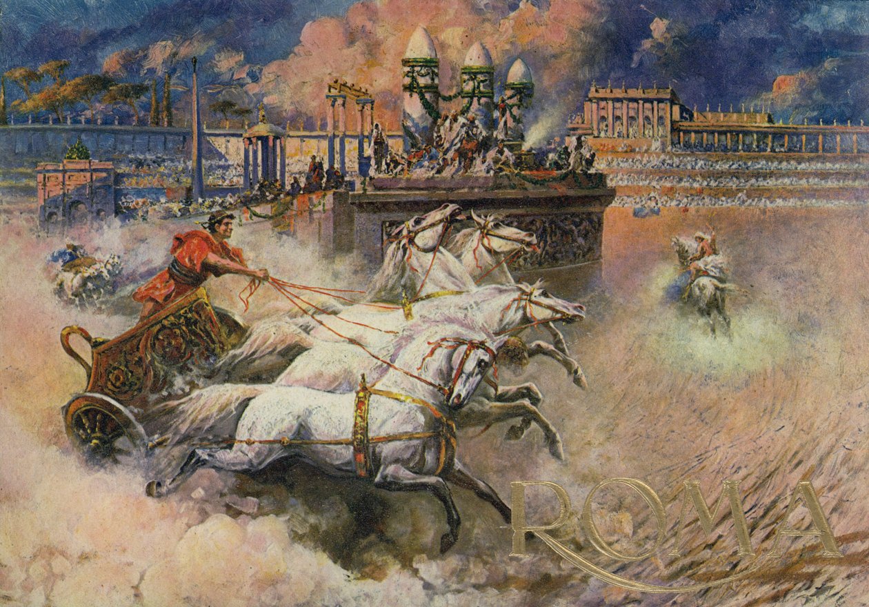 ローマの戦車兵（カラーリトグラフ） 作： イタリア語学校