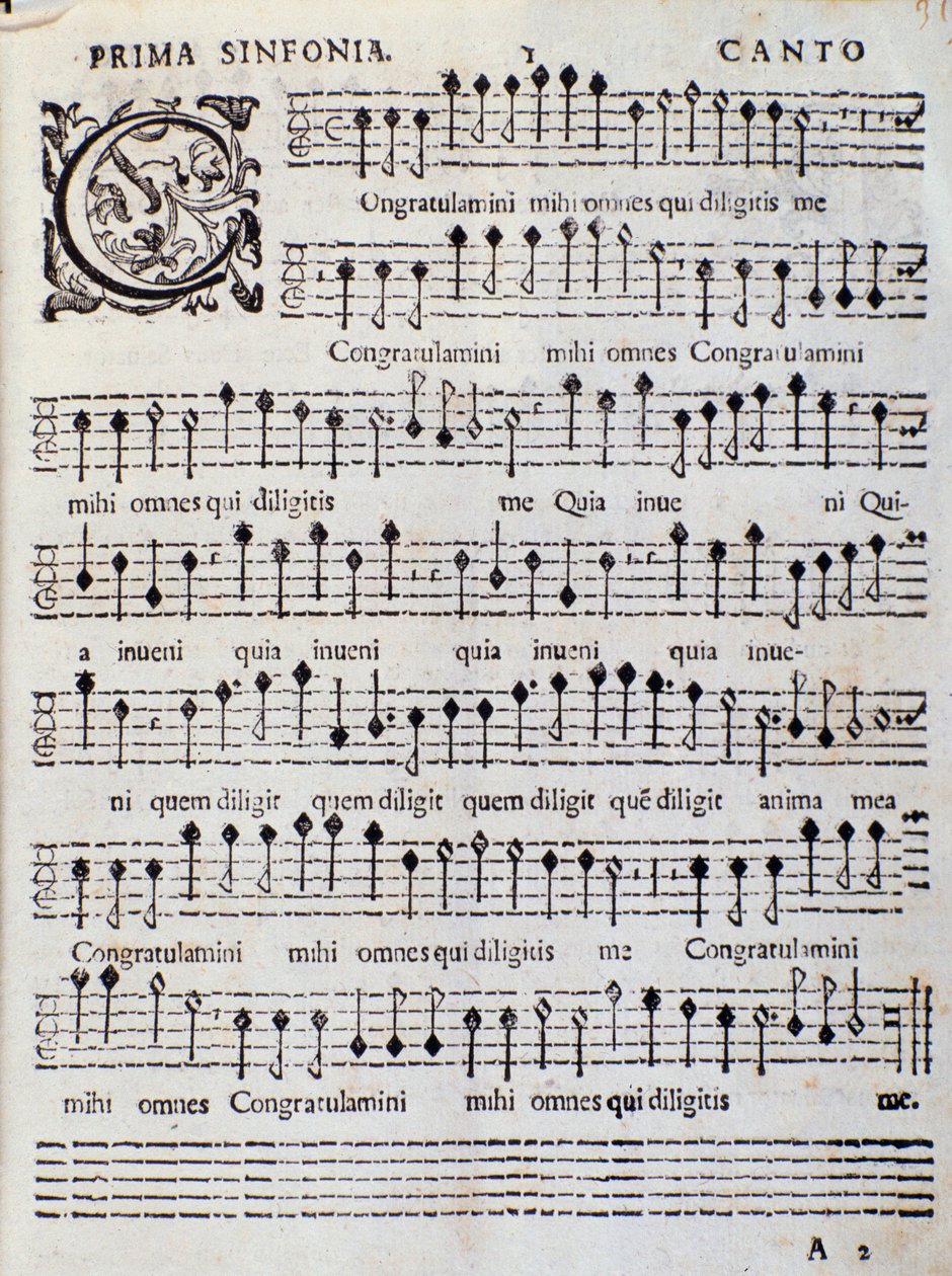 Adriano BanchieriによるCanzoni alla franceseの中のConcerto 5の楽譜です。 作： イタリア語学校