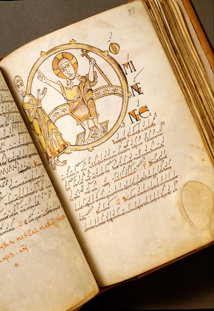 ネウメ付き歌唱ページ ボローニャ派の手稿。(MS.123-フォリオ93r) 11世紀 ローマ、アンジェリカ図書館 作： イタリア語学校