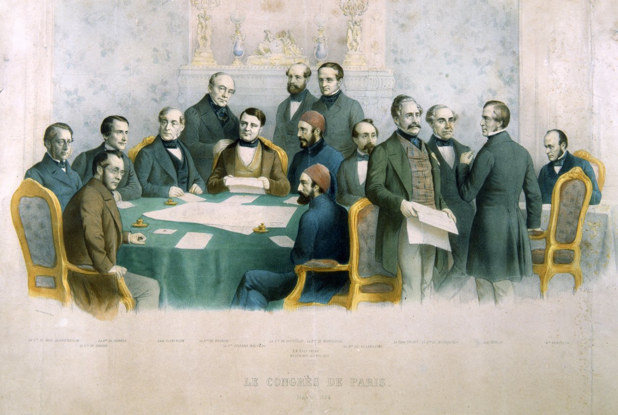 1856年3月のパリ議会、イタリアの歴史のイラスト 作： イタリア語学校