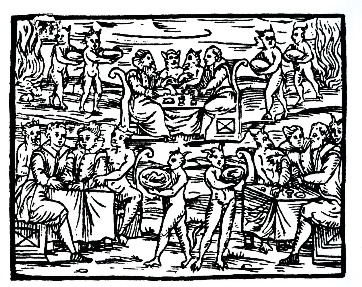 魔女の安息日、19世紀後半に出版された歴史の魔法で使用されたFr M Guaccius、ミラノ1608による大要マレティカルムからのイラストのコピー 作： イタリア語学校