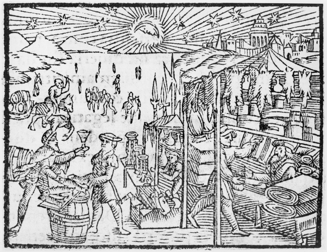 1555年にローマで出版されたOlaus Magnus（1490-1558）による北方民族の歴史からのスカンジナビアの貿易 作： イタリア語学校
