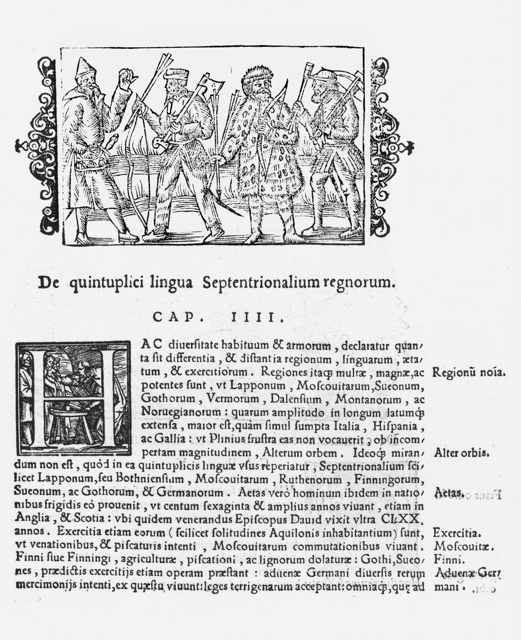 1555年にローマで出版されたOlaus Magnus（1490-1558）による北方民族の歴史からのさまざまな言語 作： イタリア語学校