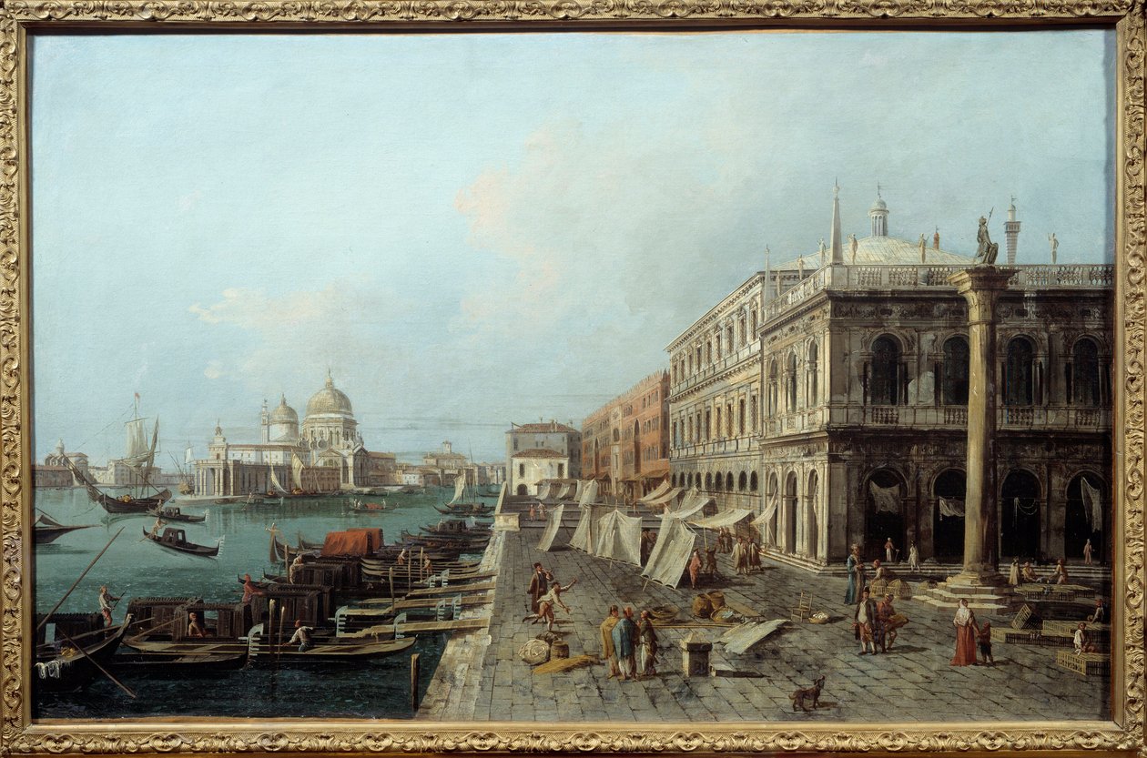 18世紀のヴェネツィア、ゼッカの前のモグラの風景。イタリア派の無名の絵画。ナント、美術博物館 作： イタリア語学校