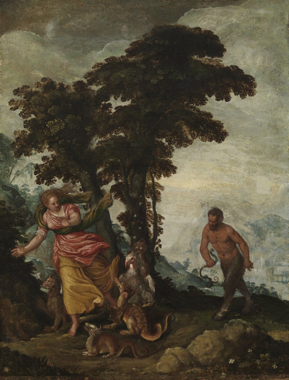 副によって追求された美徳、c.1570-1600（キャンバスに油彩） 作： イタリア語学校