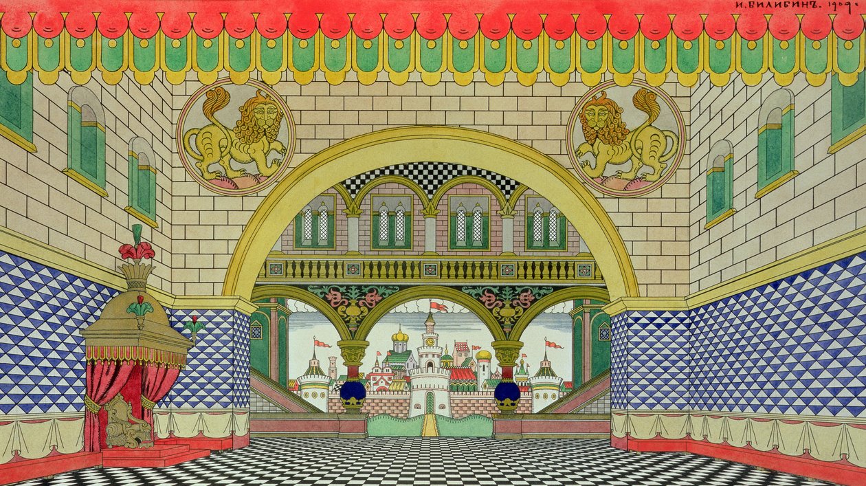 ニコライ・リムスキー=コルサコフ（1844-1908）、1909年のオペラ 『黄金の雄鶏』のスケッチ 作： イワン・ヤコブレヴィチ・ビリビン