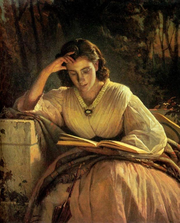 読書woman.n：。 1863.n 作： イワン・ニコラエヴィチ・クラムスコイ