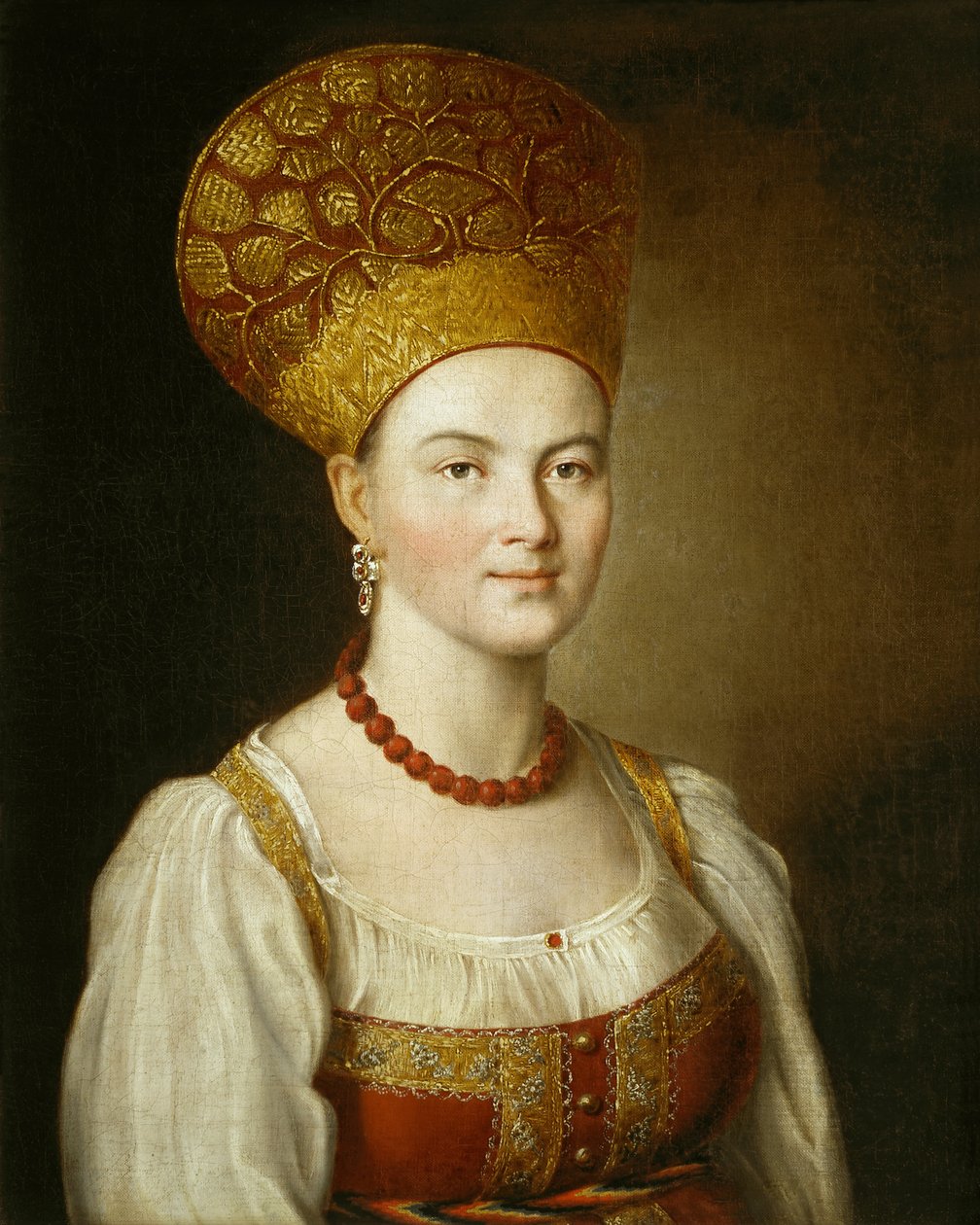 ロシアのコスチュームの未知の女性の肖像 作： イワン・ペトロヴィッチ・アルグノフ