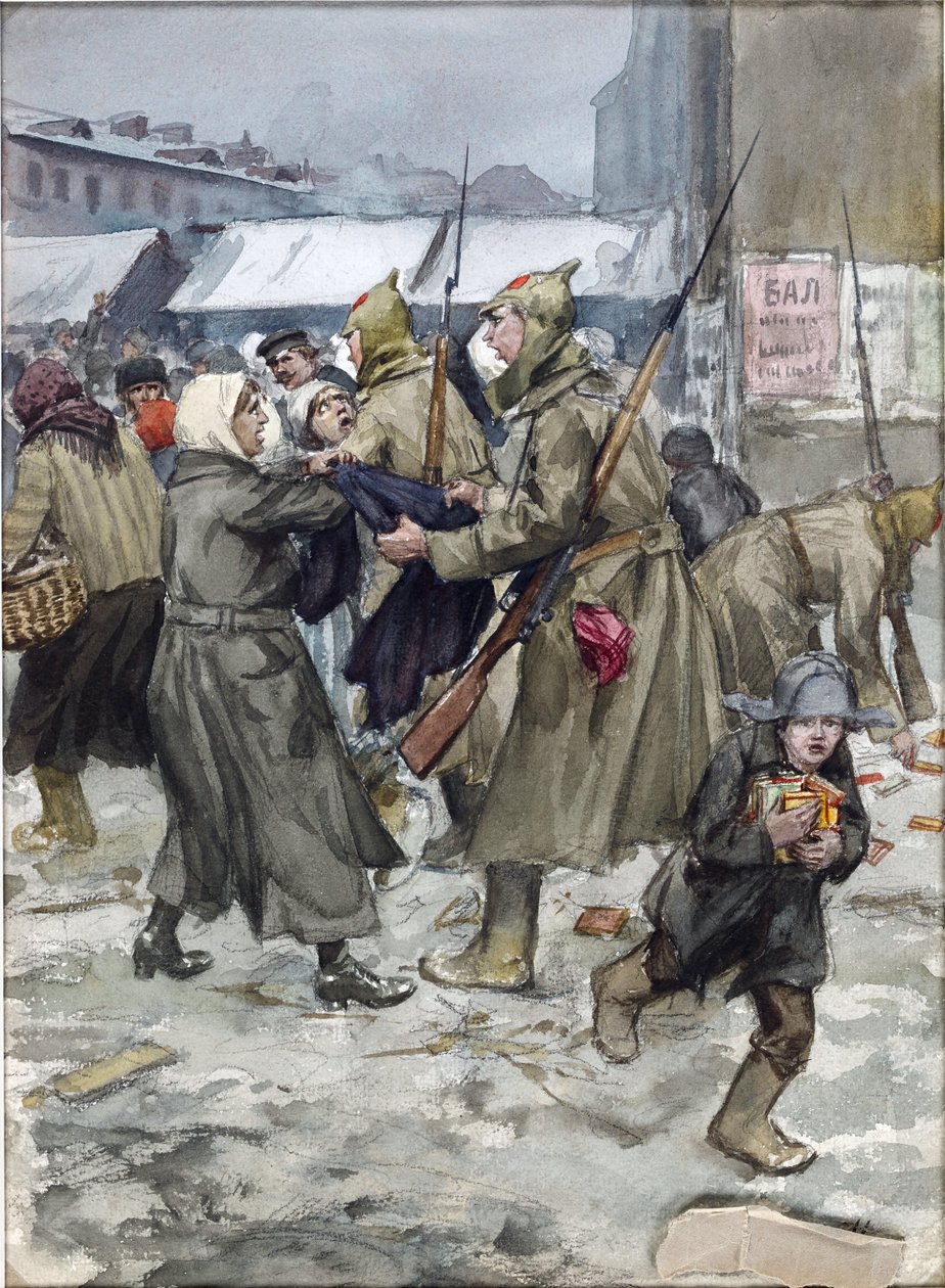 Vladimirov、Ivan Alexeyevich (1869-1947) によるペトログラードの自由貿易。 水彩, ガッシュ ・ 紙 作： イワン・アレクセーヴィチ・ウラジミロフ