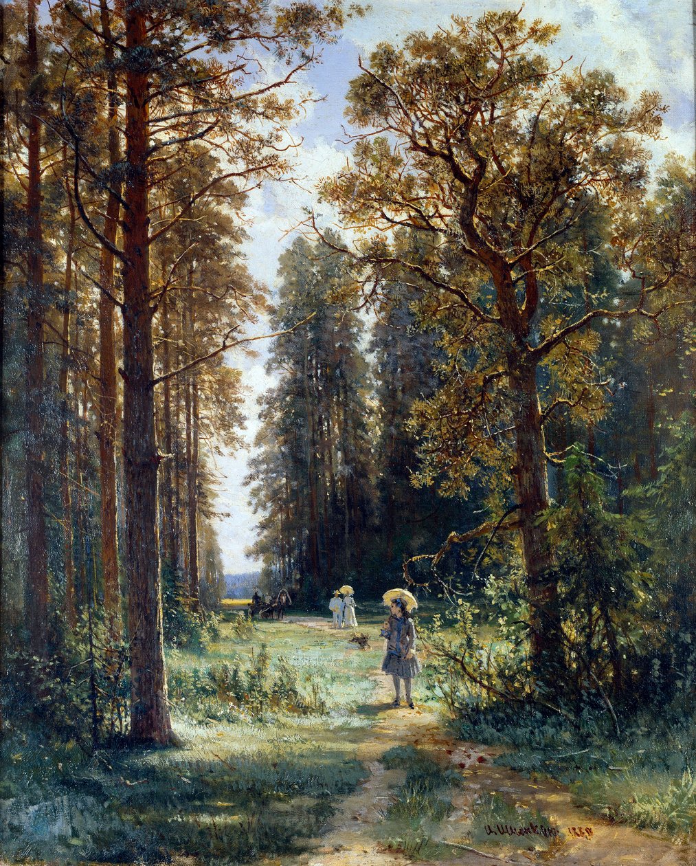 森の中の道 森の中の風景を整える。イワン・イワノビッチ・シーシキン（1832-1898）による絵画 1880年 サンクトペテルブルク エルミタージュ美術館 作： イワン・イワノビッチ・シーシキン