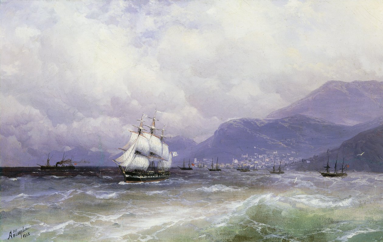 1888年トレビゾンド沖の海の風景 作： イワン・コンスタンティノヴィッチ・アイバゾフスキー