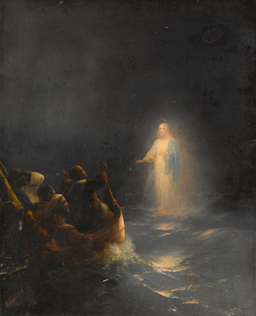 Jesus marche sur les eaux - イエスは水の上を歩く」アイヴァゾフスキー、イワン・コンスタンチノヴィッチ（1817-1900）作。油彩・キャンバス 作： イワン・コンスタンティノヴィッチ・アイバゾフスキー