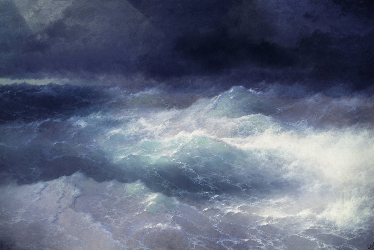 波の中で（波の中で）。 Ivan Konstantinovich Alvazosky (1817-1900) による絵画。 キャンバスに油彩、285 x 429 cm 作： Ivan Konstantinovich Alvazosky