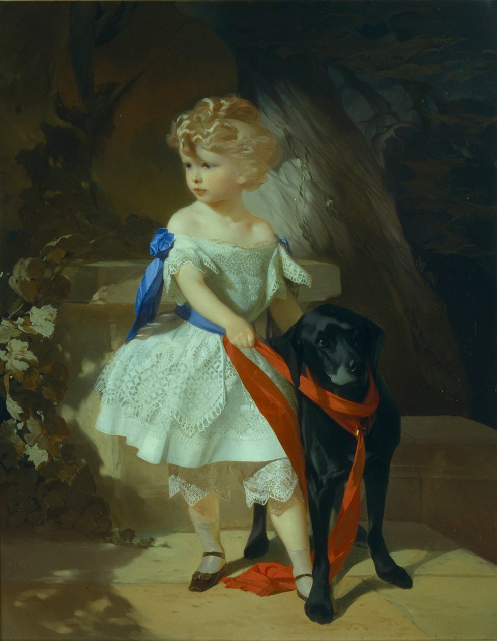 犬を持つ少女、1860年代