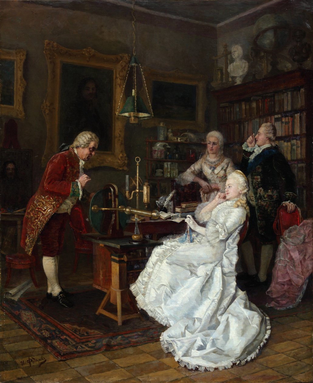 学者のミハイル・ロモノソフを訪ねる女帝エカテリーナ2世、1884年 作： イワン・クズミッチ・フョードロフ