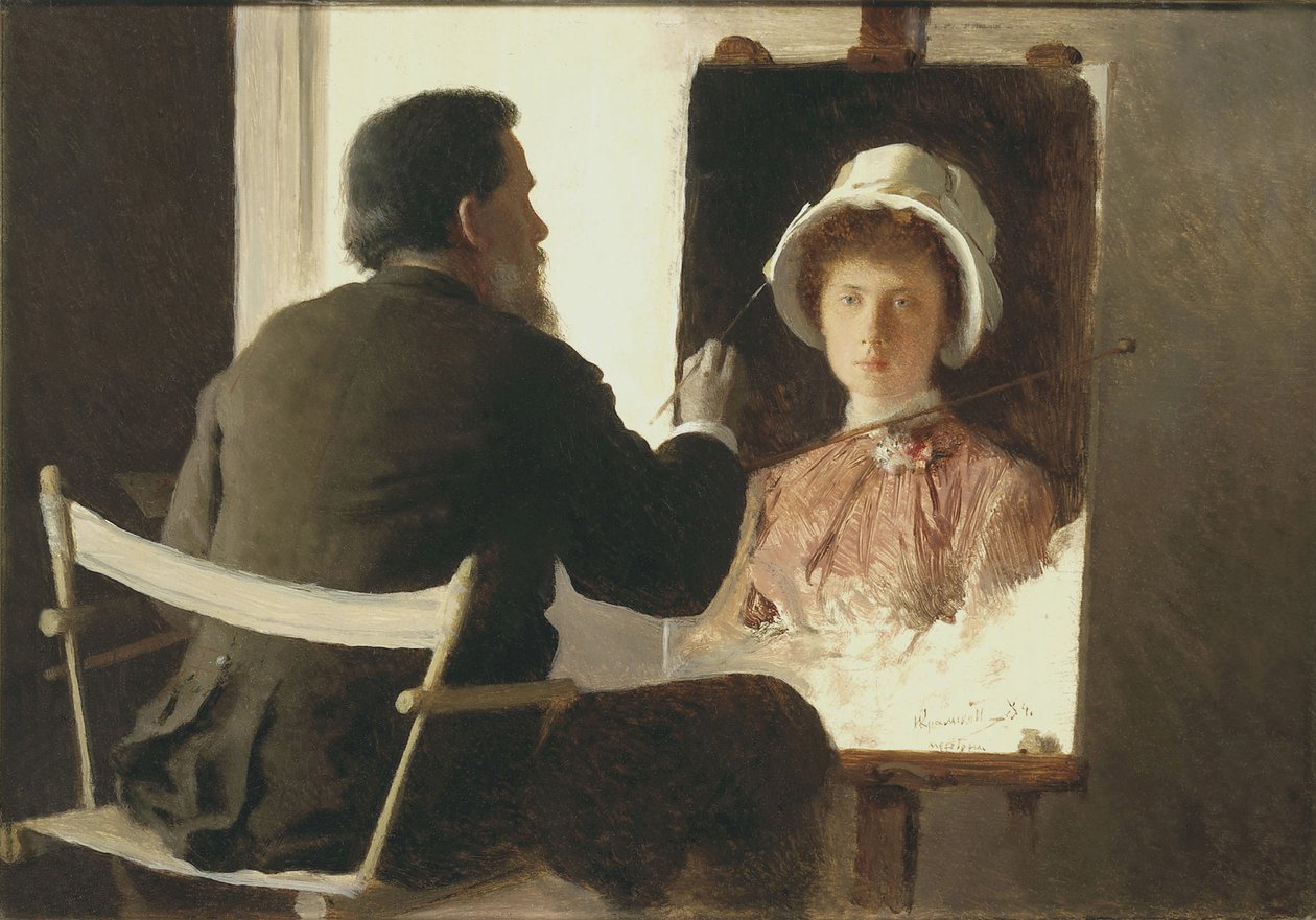1884年に娘の肖像を描いたクラムスコイ 作： イワン・ニコラエヴィチ・クラムスコイ