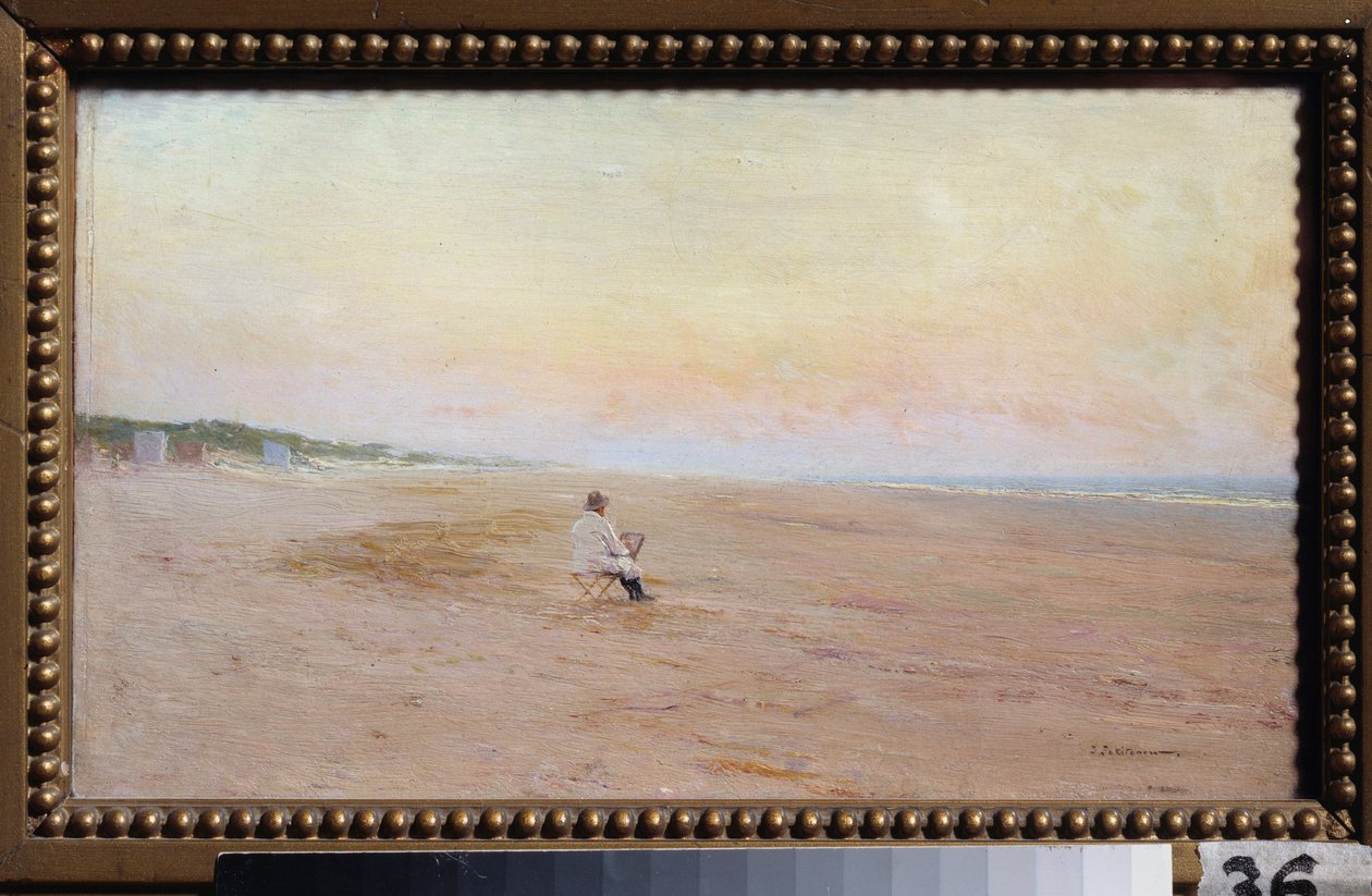 海岸のアーティスト - 海岸のアーティスト - Ivan Pavlovich Pokhitonov (1850-1923) による絵画、木に油彩 - ロシア美術 作： Ivan Pavlovich Pokhitonov