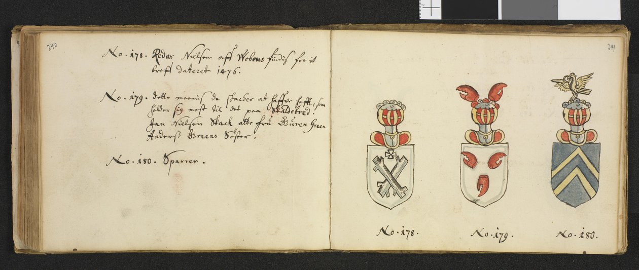 Iver Nielssøn HirtzholmによるInsignia quædam virorum illustrium in Norvegia quodam habitantiumというタイトルで、国立図書館の個人資料から引用されたイラスト。 作： Iver Hirtzholm