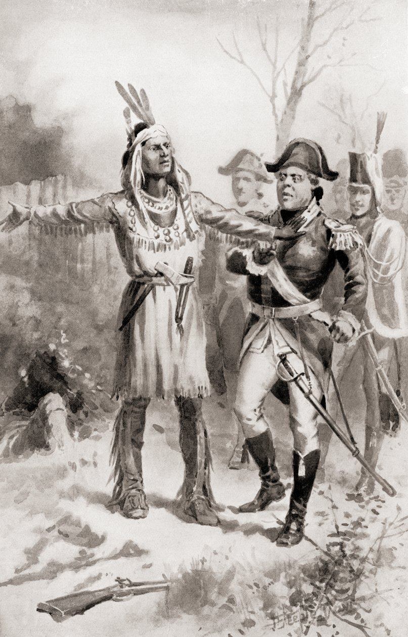 テカムセは、テムズの戦い、別名1812年の戦争の一部であったモラヴィアタウンの戦い、1905年に出版された私たちの国の歴史、 作： J・スティープル・デイビス