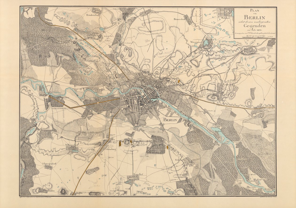 ベルリンの地図、1802 作： F.シュナイダー
