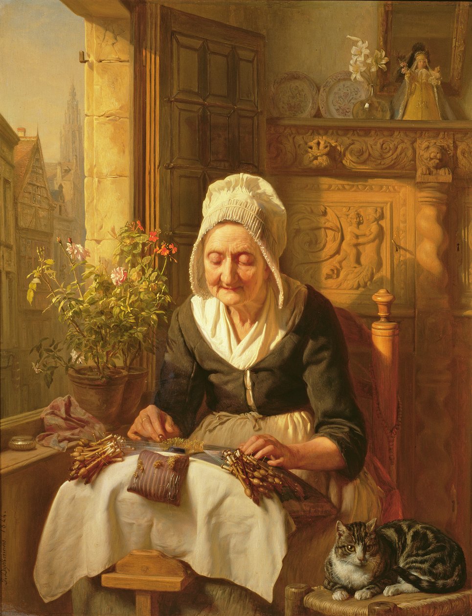 The Old Lacemaker、1844（パネル） 作： JLダイクマンズ