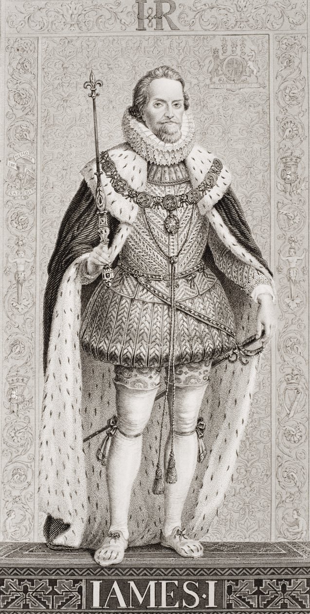 James I（1566-1625）from &39;Illustrations of English and Scottish History&39; Volume I 作： JLウィリアムズ
