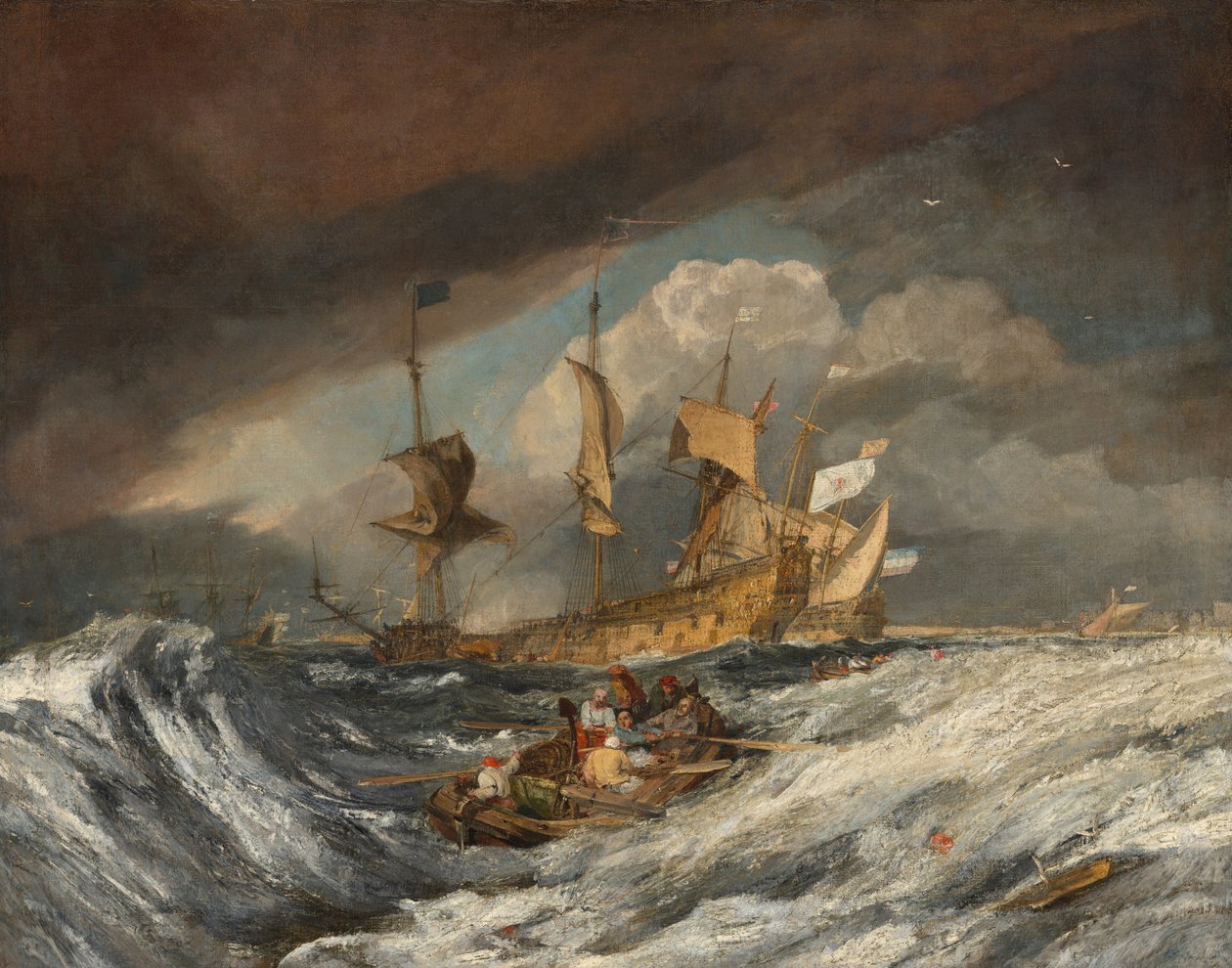 オランダの兵士に錨を運ぶボート、c。 1804年。 作： ジョセフ・マロード・ウィリアム・ターナー