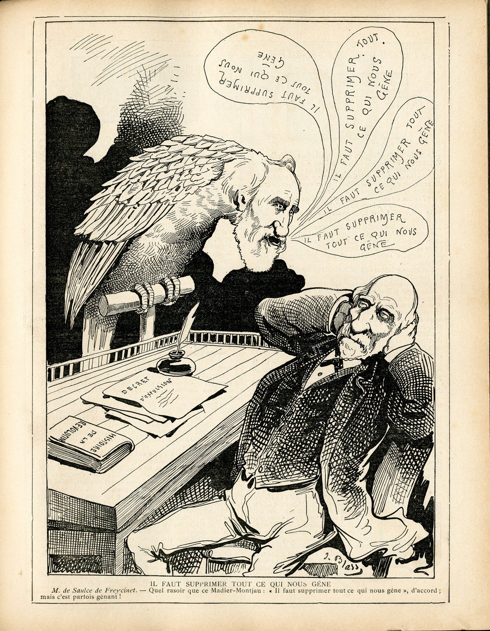 ル・トリブーレ、モノクロ風刺画 作： J. (1847 1892) 蒼白