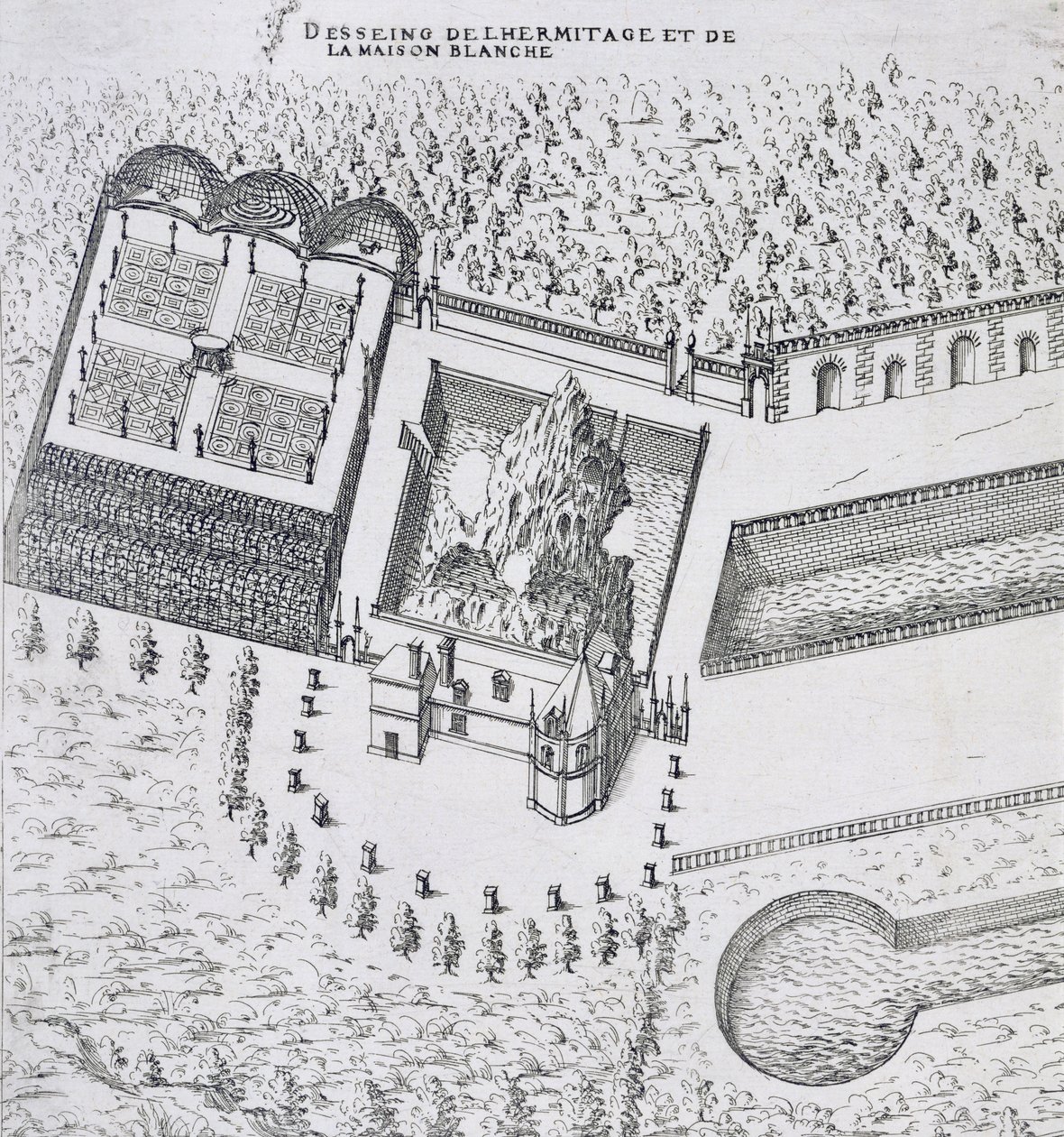 &39;Les Plus Belles Bastiments de France&39;のシャトードガヨンにあるエルミタージュとメゾンブランは、1570年代に出版されました 作： J.アンドルーエデュセルソー