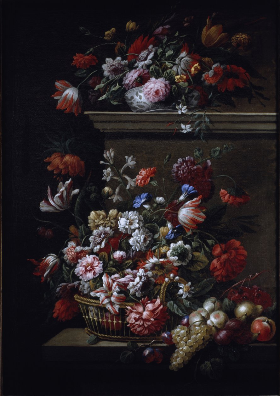 花の静物画（油彩・キャンバス 作： JBとBogdanyJakobMonnoyer