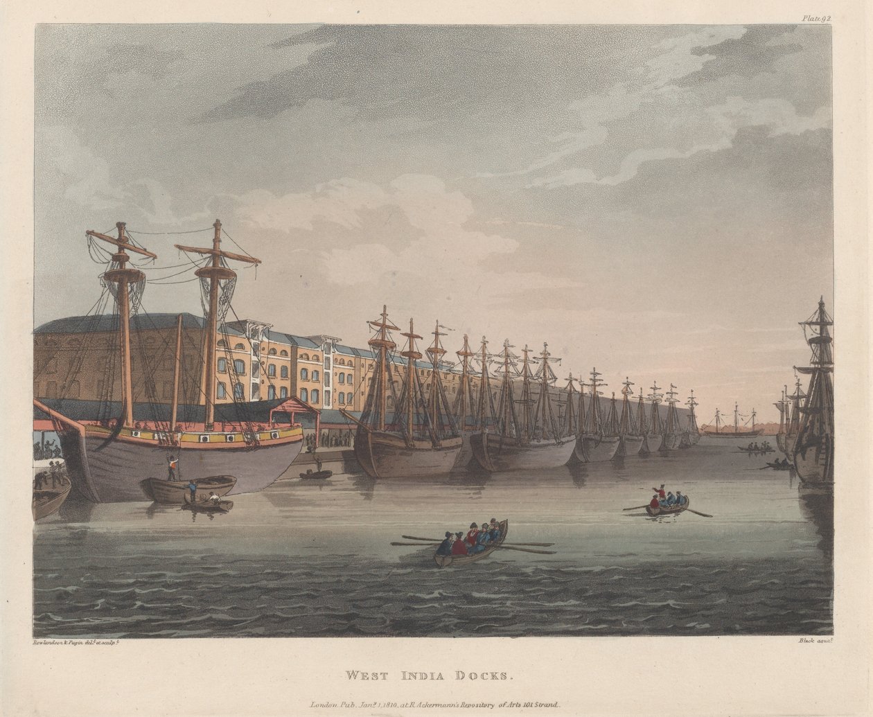 西インド港、1810 年 1 月 1 日、1810 年 1 月 1 日。 作： J. Bluck
