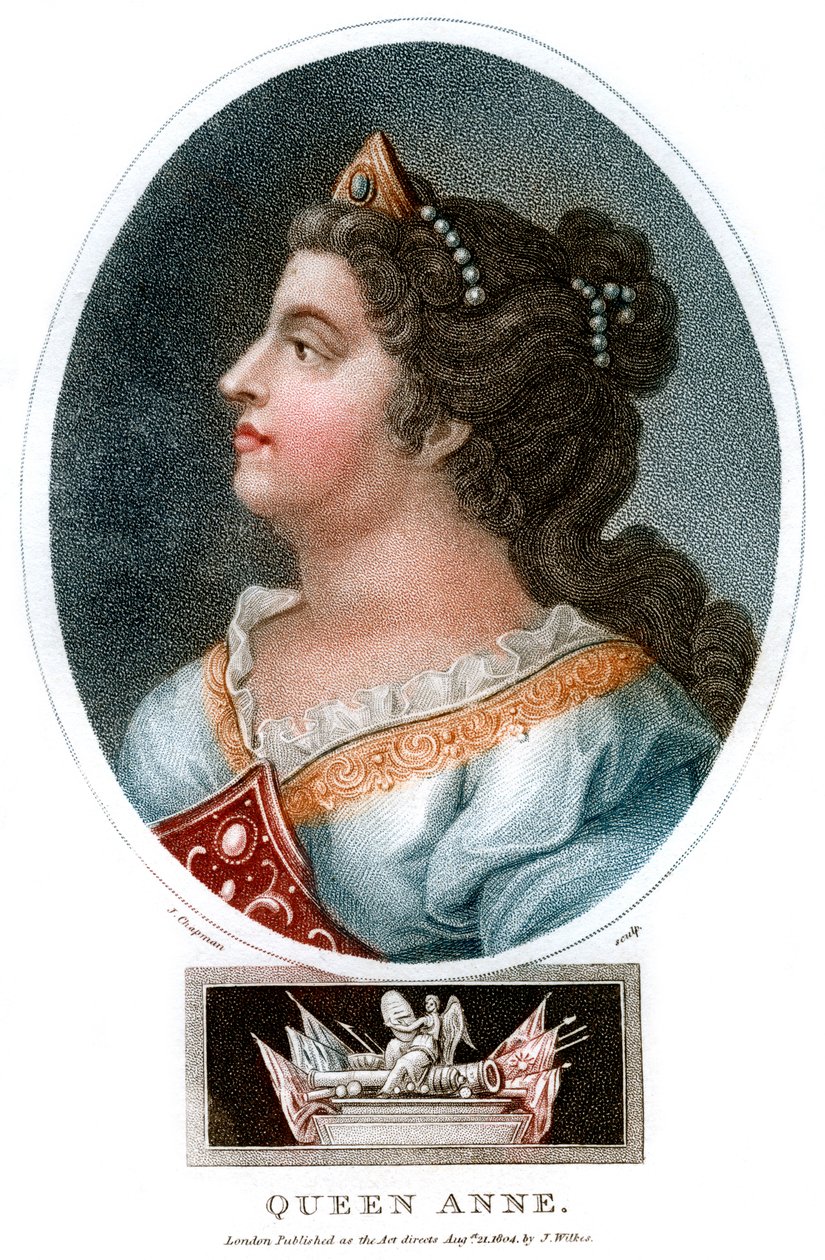 アン女王1665-1714、1804。 作： J・チャップマン
