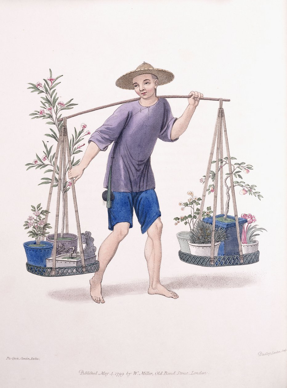 果樹と花のポーター、c.1800-01 作： Jダドリー