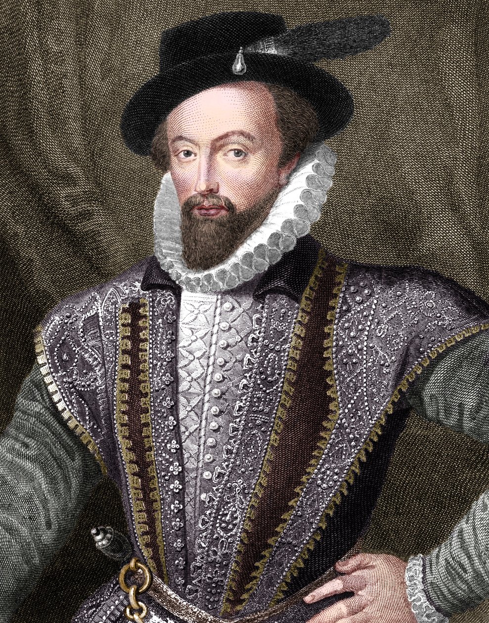 サー・ウォルター・ローリー、英国の作家、詩人、廷臣、冒険家、探検家、1821年 作： Jフィトラー