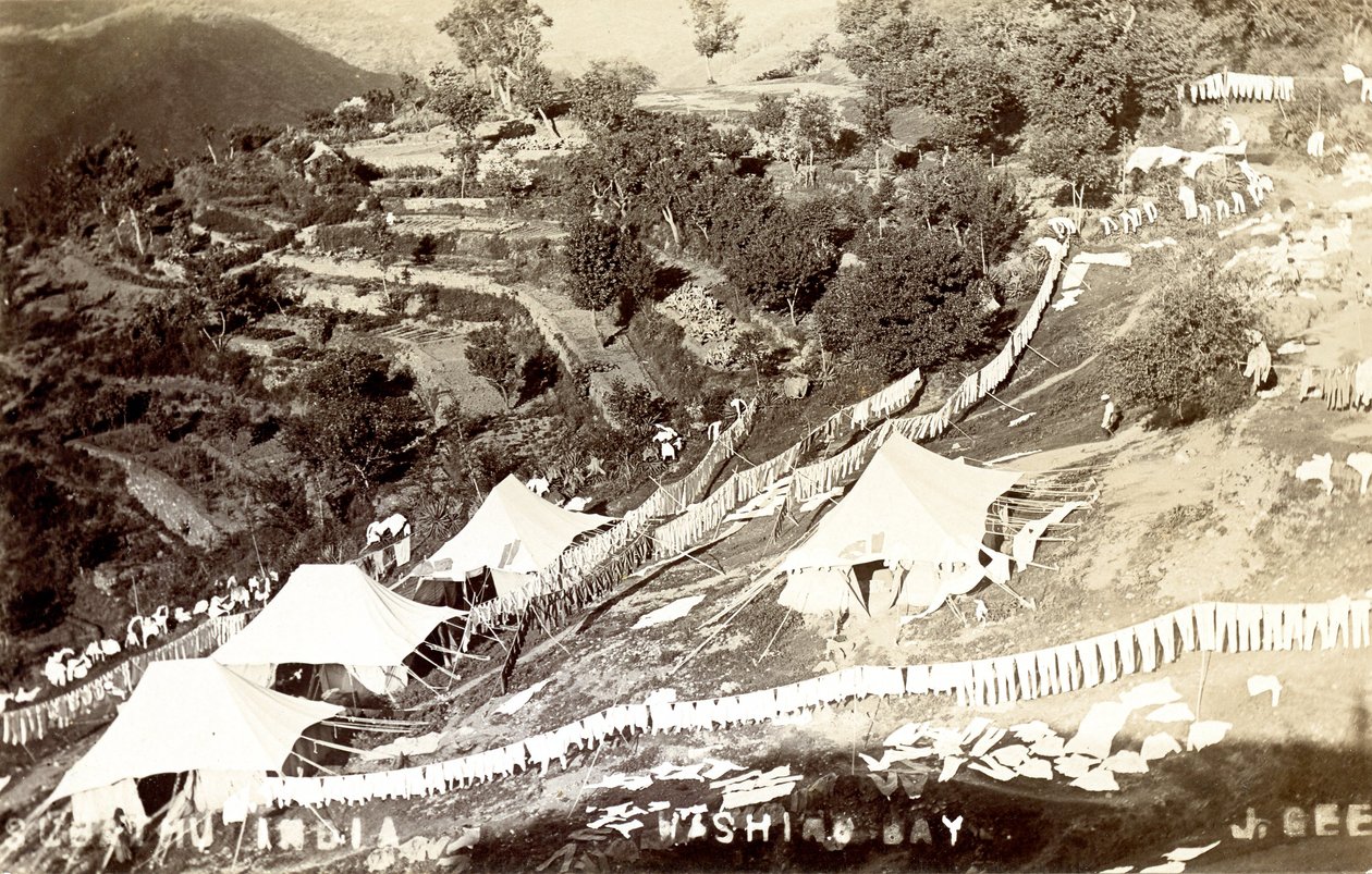 Subathu India Washing Bay、1900〜1930年頃（セピア写真）