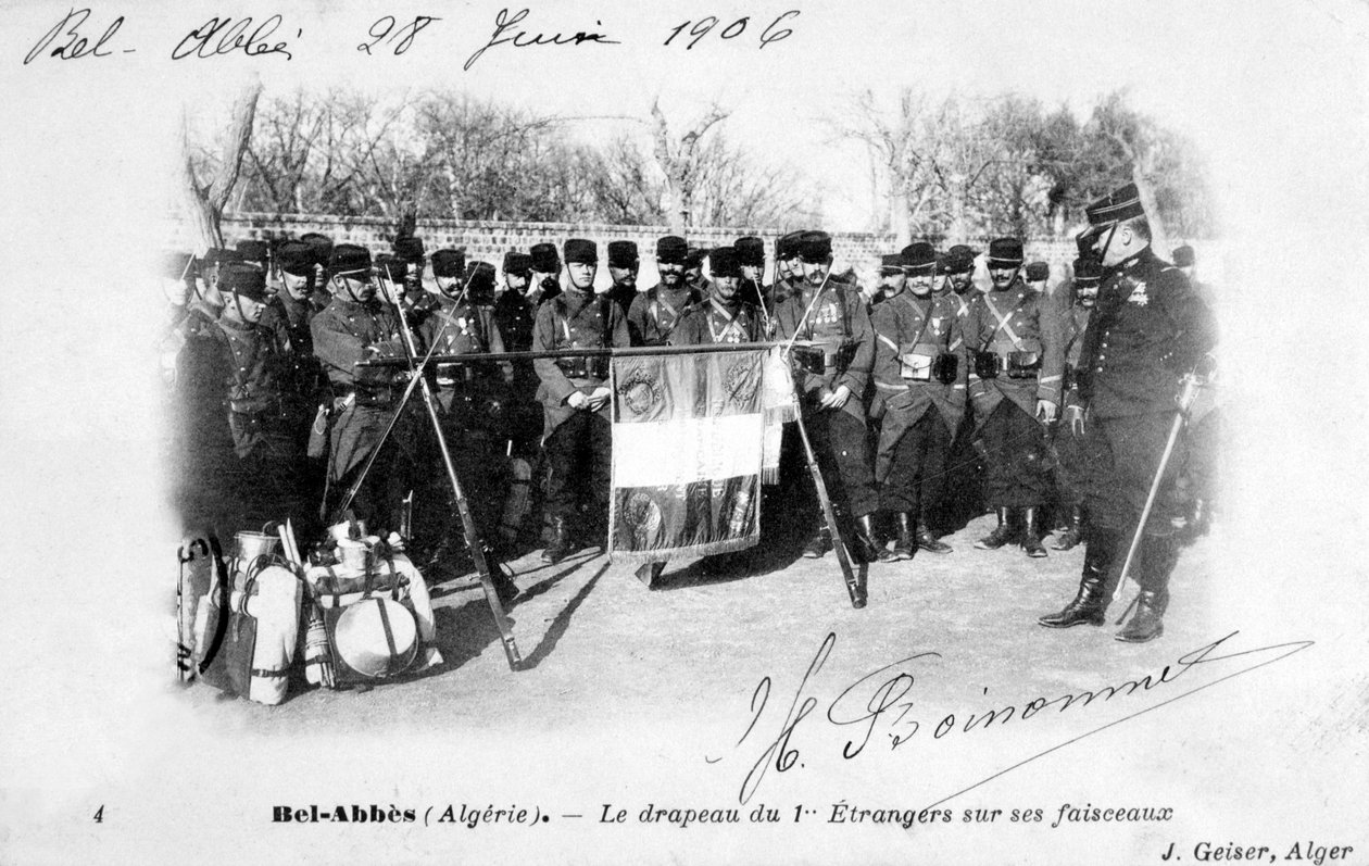 フランス外人部隊の第1連隊、アルジェリア、シディベルアッベス、1906年 作： J.ガイザー