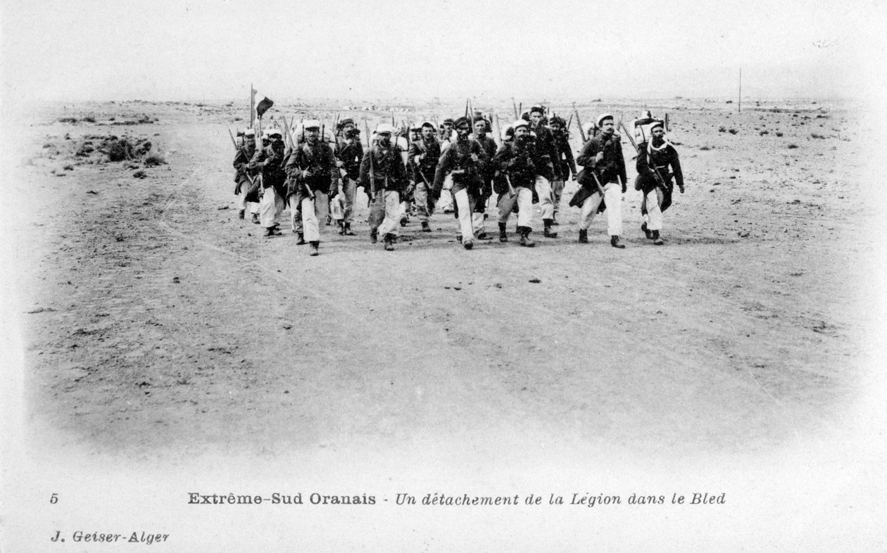 アルジェリアのサハラ砂漠におけるフランス外人部隊の分遣隊、c1905 作： J.ガイザー