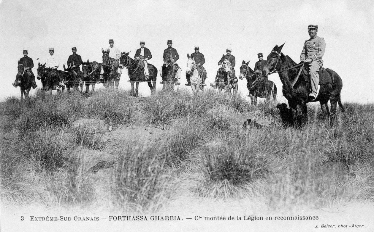 フランス外人部隊騎兵、フォルタッサガルビア、アルジェリア、c1905 作： J.ガイザー