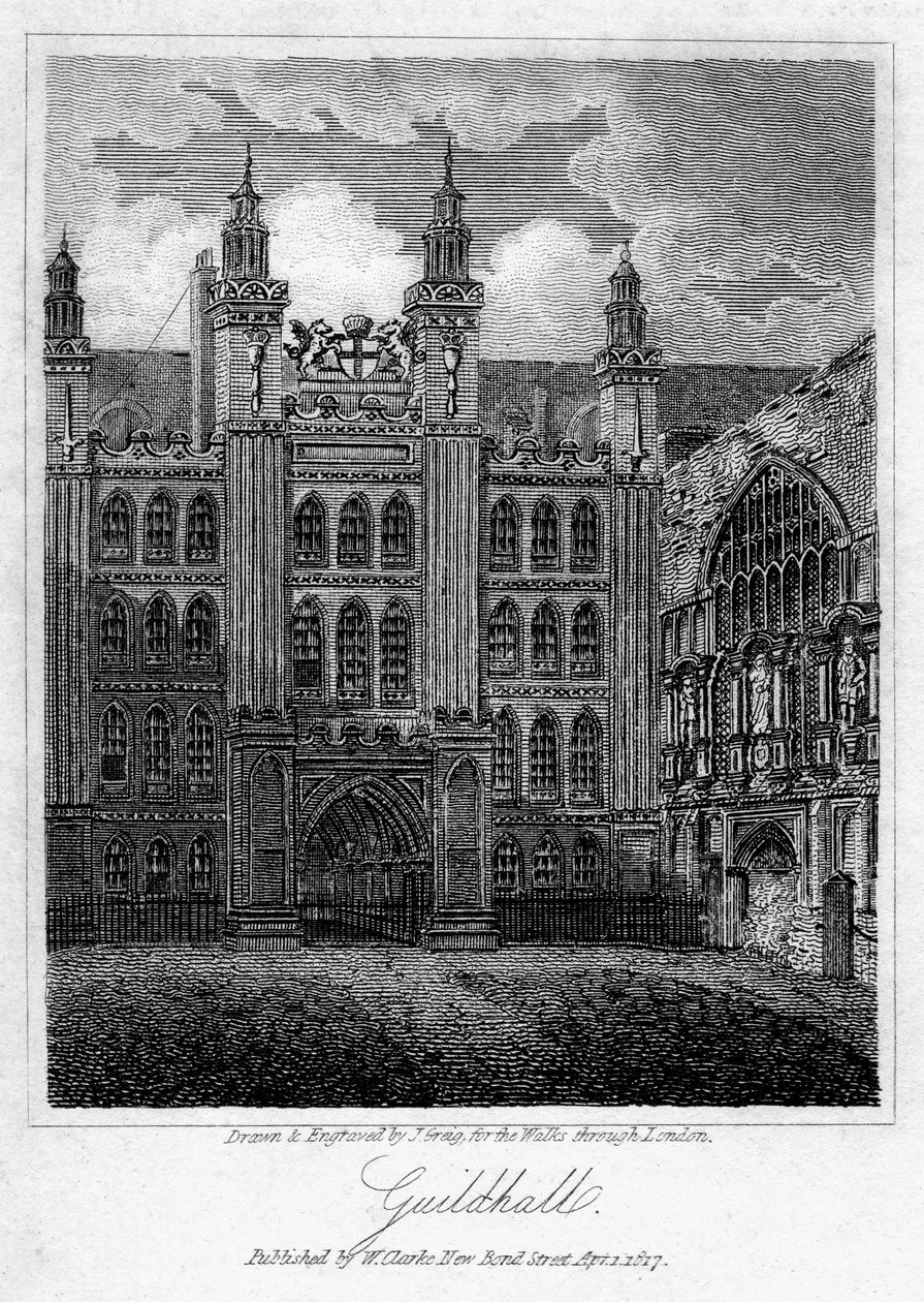 ロンドンのギルドホール、1817年。 作： J・グレイグ