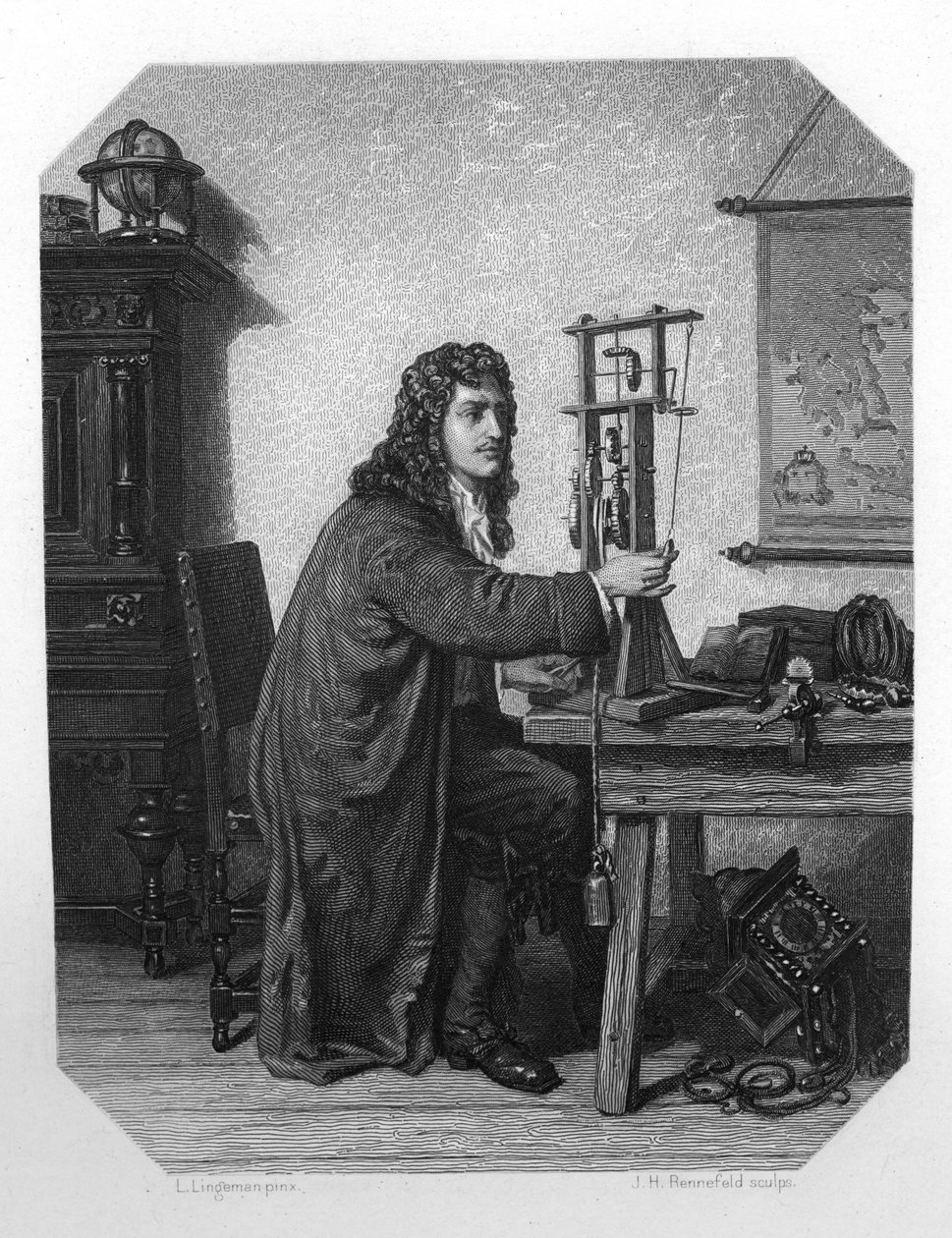 クリスティアンホイヘンス、17世紀のオランダの数学者、天文学者、物理学者、c1870。 作： YHレンネフェルト