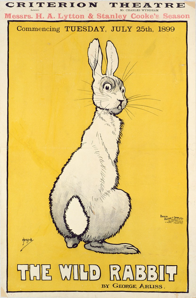 うさぎページ 野生のウサギのポスター、1899年