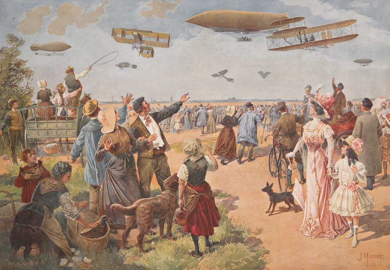 航空展、c。 1908年。 作： J.ミュニエ