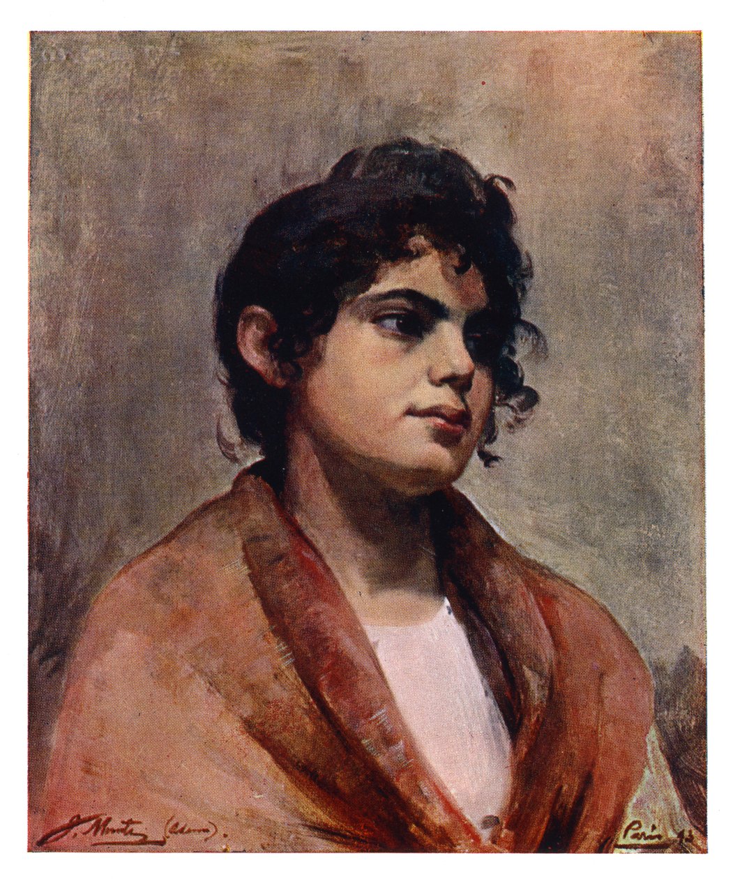 イタリアの少女の頭の習作、1901 年。 作： Jムンツ