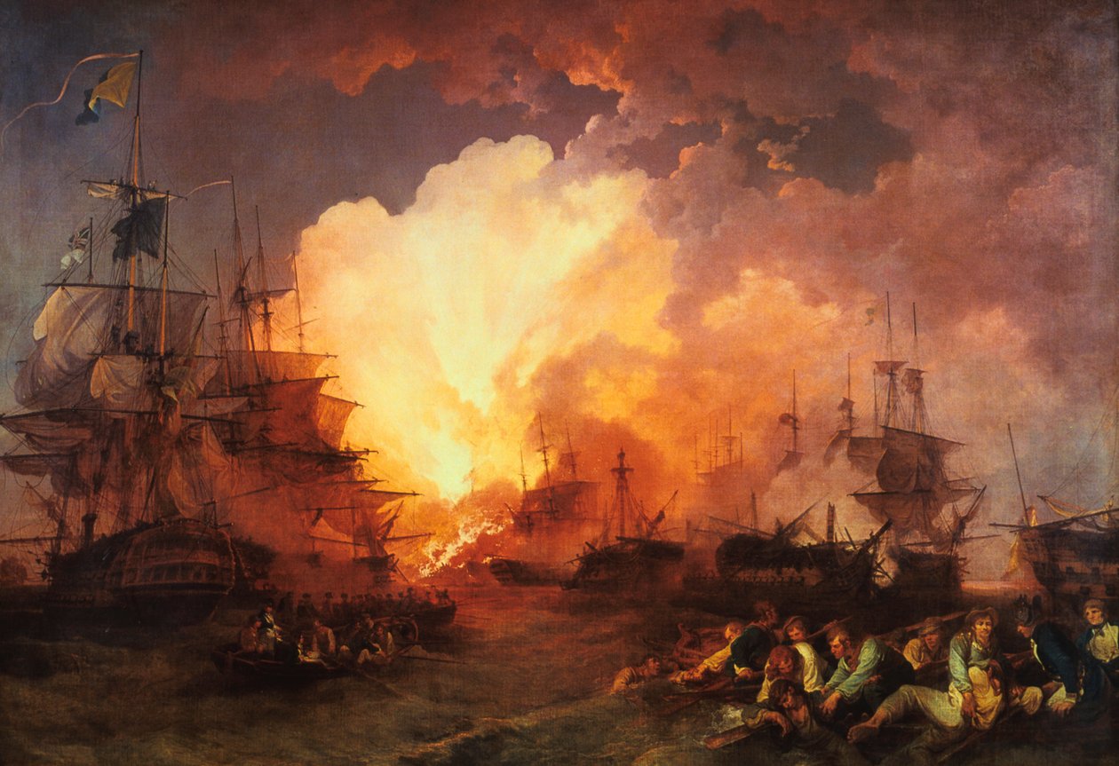 「ナイルの戦い」、1798 年 8 月、1800 年 作： Jフィリップ・ド・ルーサーボウ