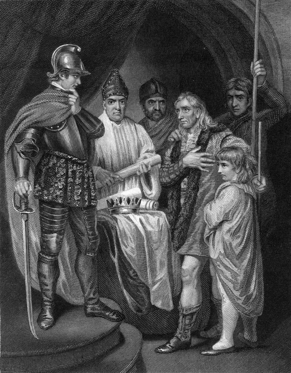 1296年、イングランドのエドワード1世に冠を降伏したバリオル。 作： J.ロジャース