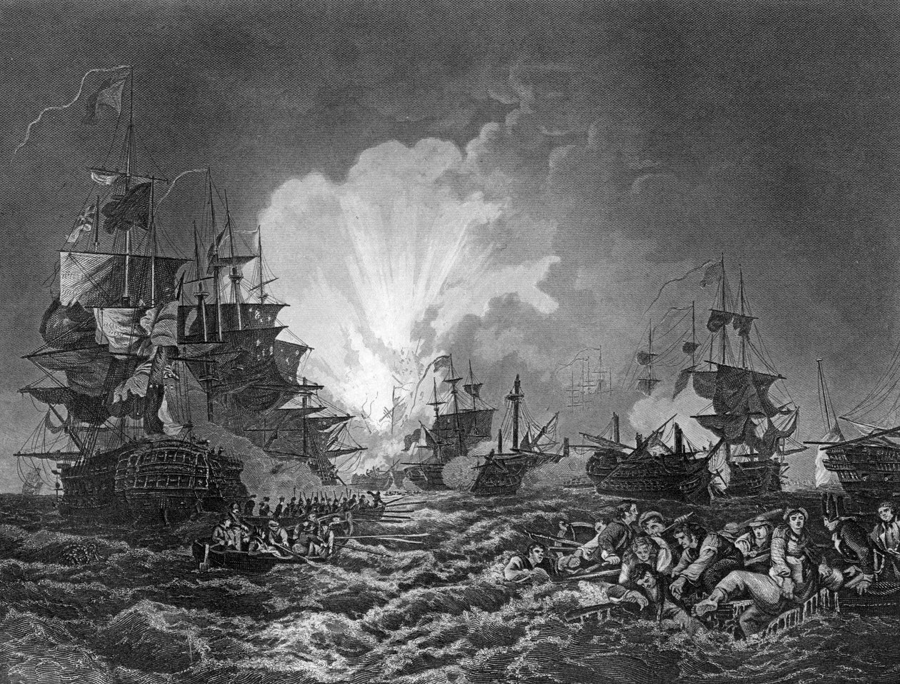 ナイルの戦い、エジプト、1798年8月1日c1857 作： J.ロジャース