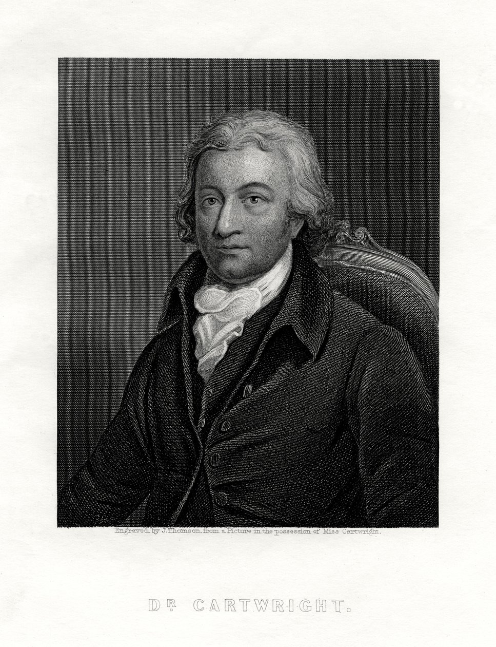 エドマンド・カートライト、1743-1823、イギリスの聖職者であり、動力織機の発明者、 作： J・トムソン