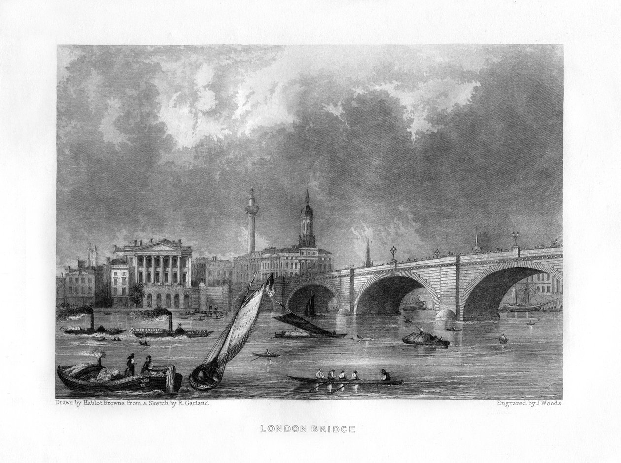 ロンドン橋、ロンドン、19世紀。 作： J.ウッズ
