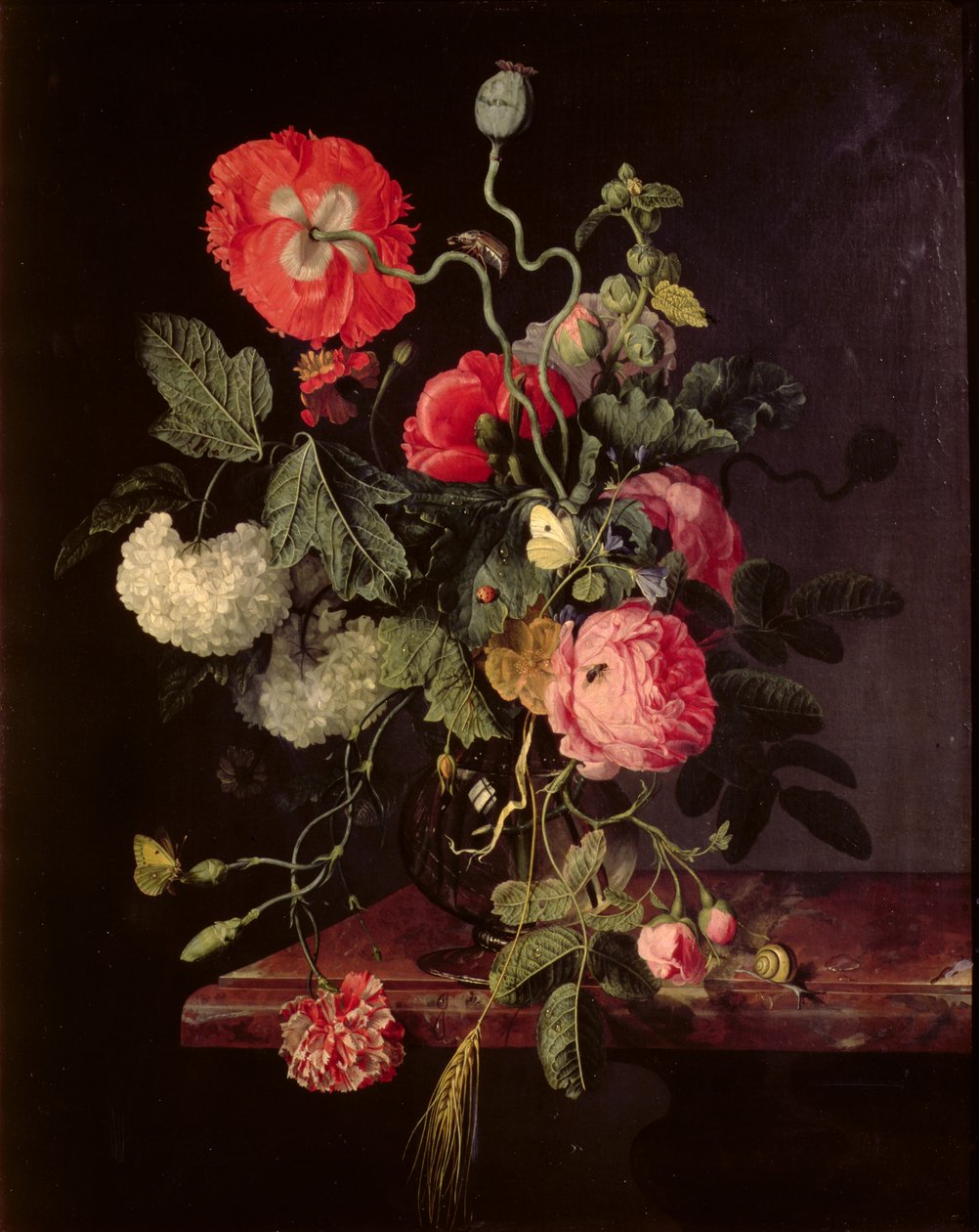 ガラスの花瓶の花1667 作： ジェイコブ・ヴァン・ワルスケープレ