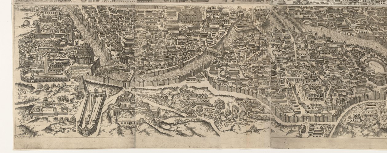 Plattegrond van Rome ten tijde van keizer Augustus (onderste blad) Anteiquae urbis imago accuratissime ex vetusteis monumenteis formata Effigies antiquae Romae ex vestigiis aedificiorum ruinis (...)   1361146   ja       japanese Successfully Translated  Or 作： ジェイコブ・ボス